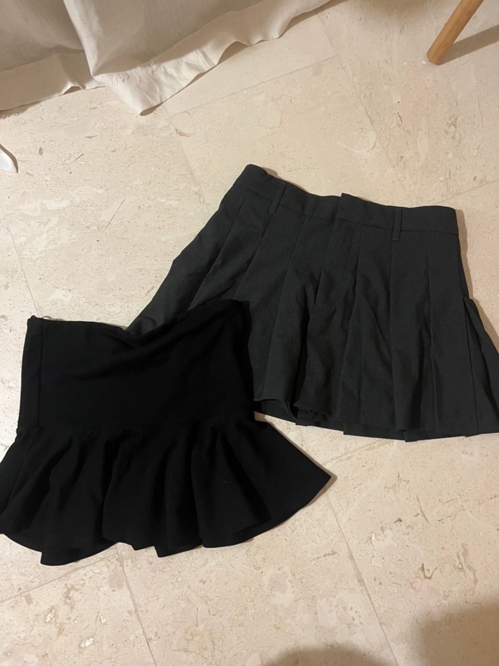 Black Mango and Zara Charcoal Pleated Mini Skirts - Women